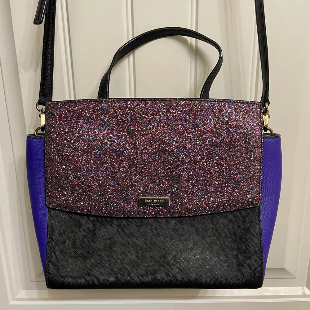 Kate Spade crossbody purse glitter/black/purple
